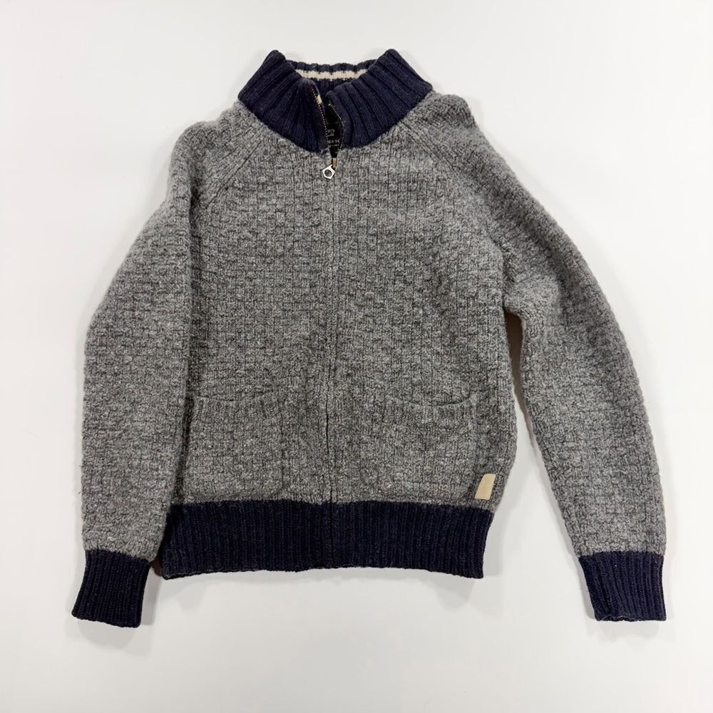 Scotch & Soda Amsterdam Couture Lambswool Zip Cardigan – Size M (Gray/Navy)